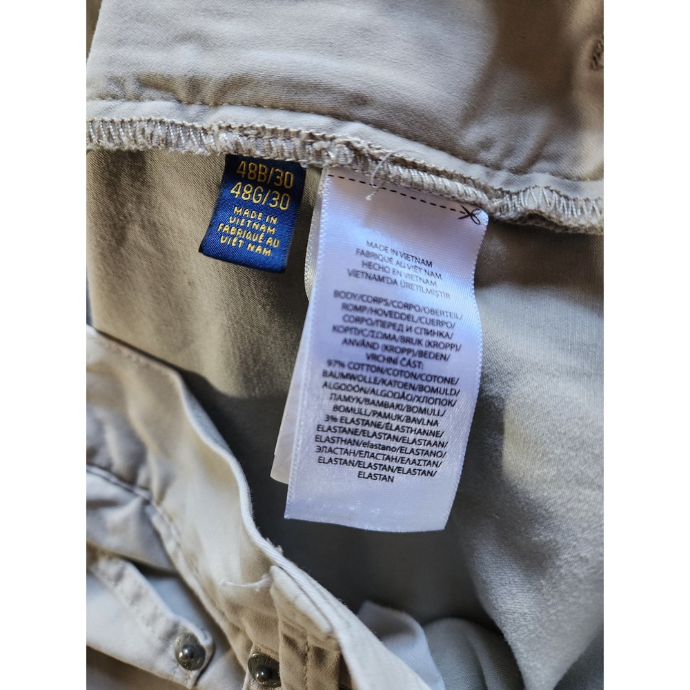 Polo Ralph Lauren Mens 48x30 Khaki Tan Straight Leg Stretch Cotton Pants Chinos - Picture 4 of 11